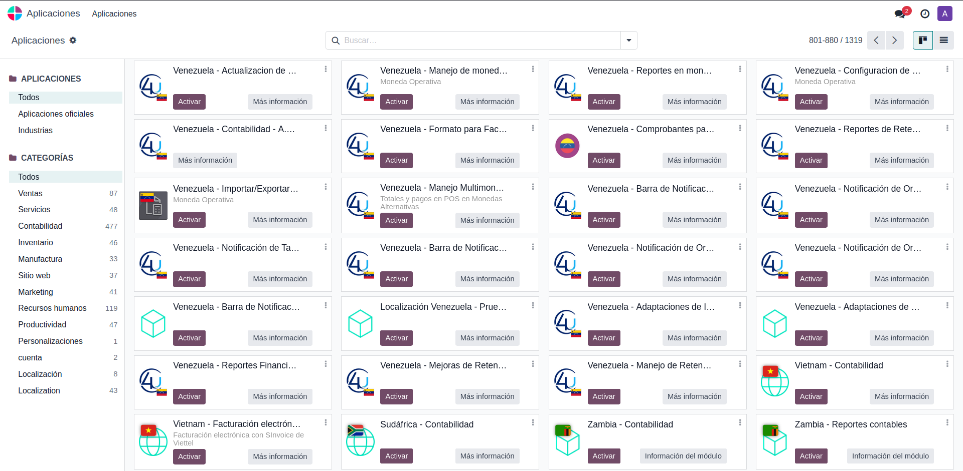 Módulos Localización Venezuela de Coding4U